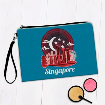 Singapore Skyline Merlion : Gift Makeup Bag Singaporean