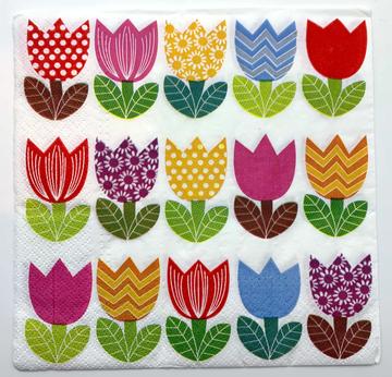 Set of 2 Decoupage Paper Napkins Tulip Design Flowers Modern DIY Floral