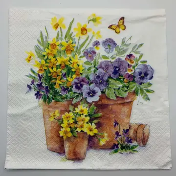 Set of 2 Decoupage Paper Napkins Floral Vase Garden Design Flowers DIY