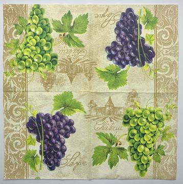 Set of 2 Decoupage Paper Napkins Green and Red Grapes Wine Design DIY Winery