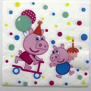 Set of 2 Decoupage Paper Napkins Cute Pig Kids Polka Dots Birthday Design DIY Decor