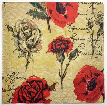 Set of 2 Decoupage Paper Napkins Rose Flower Vintage Design DIY Decor