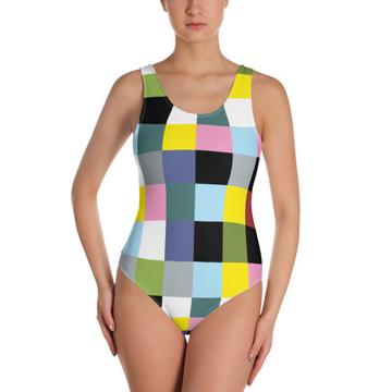 Squares : Gift Swimsuit Patterned Elegant Modern Colorful Abstract Pattern Shapes Neutral