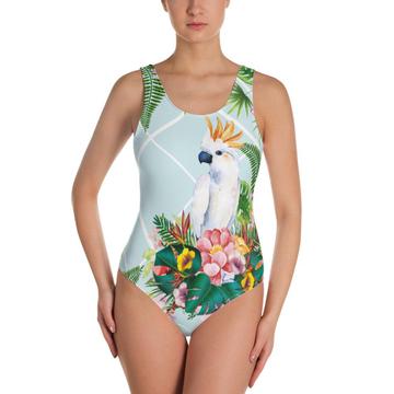 Cockatoo : Gift Swimsuit Flowers Tropical Floral Pastel Bird