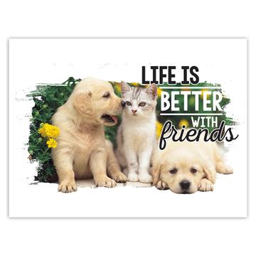 Golden Retriever Cats : Gift Sticker Life is Better With Friends Dog Garden Pet Puppy