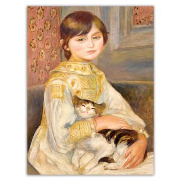 Renoir Girl Cat Portrait : Gift Sticker Famous Oil Painting Art Artist Painter