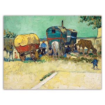 Vincent Van Gogh The Caravans : Gift Sticker Famous Oil Painting Art Artist Painter