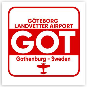 Sweden Landvetter Airport Gothenburg GOT : Gift Sticker Travel Airline AIRPORT