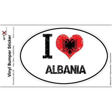 I Love Albania : Gift Sticker Heart Flag Country Crest Albanian Expat
