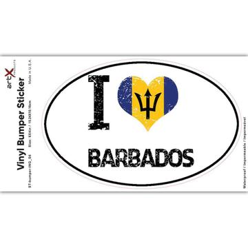 I Love Barbados : Gift Sticker Heart Flag Country Crest Barbadian Expat