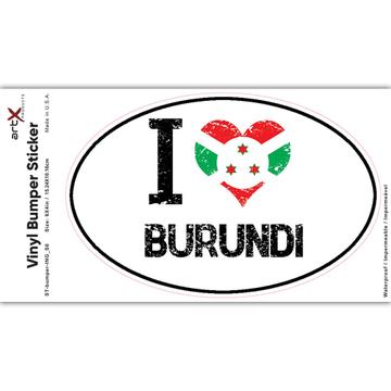 I Love Burundi : Gift Sticker Heart Flag Country Crest Burundian Expat