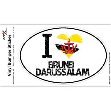I Love Brunei : Gift Sticker Heart Flag Country Crest Bruneian Expat