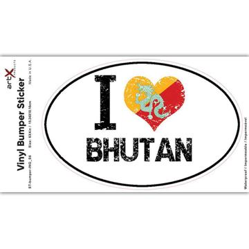I Love Bhutan : Gift Sticker Heart Flag Country Crest Bhutanese Expat