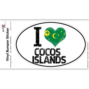 I Love Cocos Islands : Gift Sticker Heart Flag Country Crest Expat