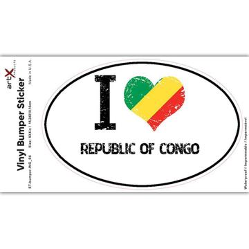 I Love Republic of Congo : Gift Sticker Heart Flag Country Crest Expat