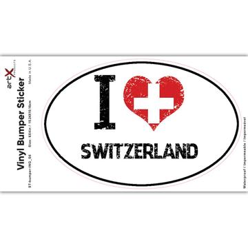 I Love Switzerland : Gift Sticker Heart Flag Country Crest Swiss Expat