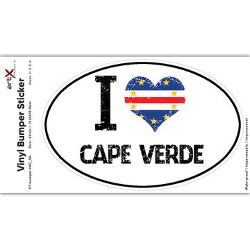 I Love Cape Verde : Gift Sticker Heart Flag Country Crest Cape Verdean Expat