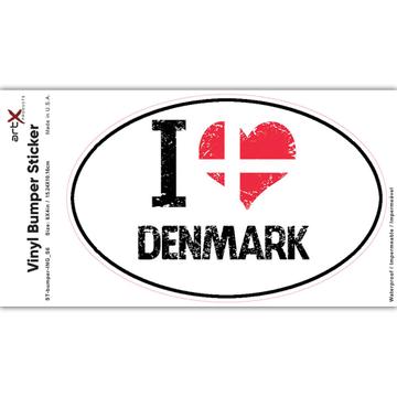 I Love Denmark : Gift Sticker Heart Flag Country Crest Danish Expat