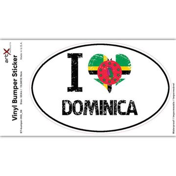 I Love Dominica : Gift Sticker Heart Flag Country Crest Expat