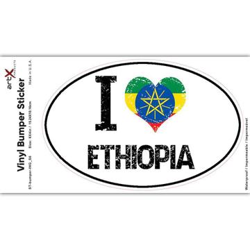 I Love Ethiopia : Gift Sticker Heart Flag Country Crest Ethiopian Expat
