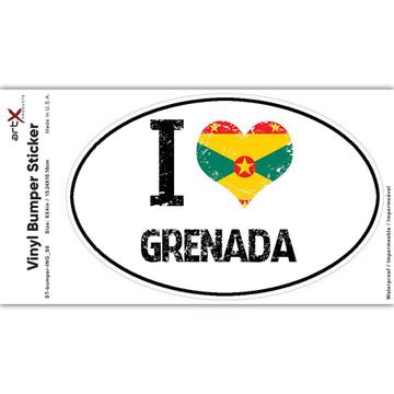 I Love Grenada : Gift Sticker Heart Flag Country Crest Grenadian Expat