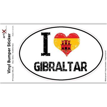 I Love Gibraltar : Gift Sticker Heart Flag Country Crest Gibraltarian Expat