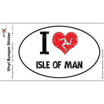 I Love Isle of Man : Gift Sticker Heart Flag Country Crest Expat