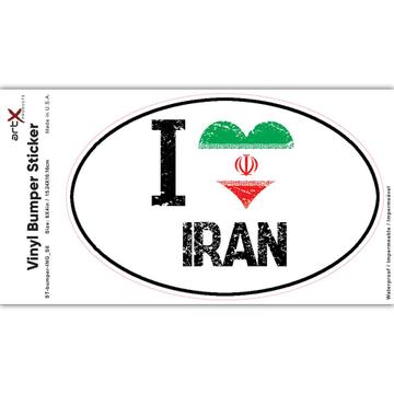 I Love Iran : Gift Sticker Heart Flag Country Crest Iranian Expat Made in USA