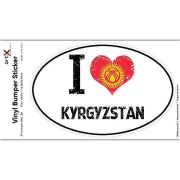 I Love Kyrgyzstan : Gift Sticker Heart Flag Country Crest Kyrgyz Expat
