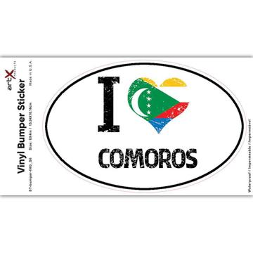 I Love Comoros : Gift Sticker Heart Flag Country Crest Comoran Expat