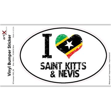 I Love Saint Kitts and Nevis : Gift Sticker Heart Flag Country Crest Expat