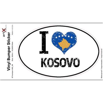 I Love Kosovo : Gift Sticker Heart Flag Country Crest Kosovan Expat
