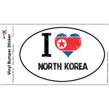 I Love North Korea : Gift Sticker Heart Flag Country Crest North Korean Expat Made in USA