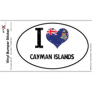 I Love Cayman Islands : Gift Sticker Heart Flag Country Crest Cayman Islander Expat