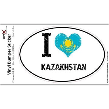 I Love Kazakhstan : Gift Sticker Heart Flag Country Crest Kazakh Expat