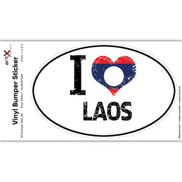 I Love Laos : Gift Sticker Heart Flag Country Crest Lao Expat