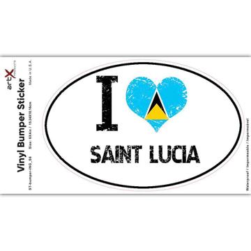 I Love Saint Lucia : Gift Sticker Heart Flag Country Crest Expat