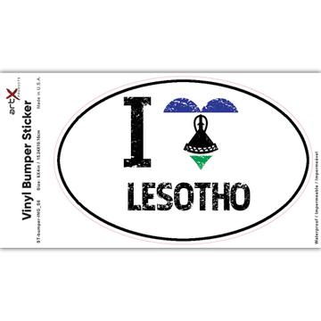 I Love Lesotho : Gift Sticker Heart Flag Country Crest Expat