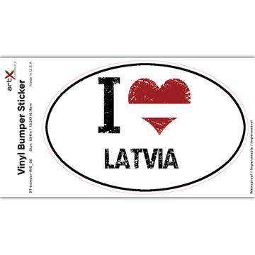 I Love Latvia : Gift Sticker Heart Flag Country Crest Latvian Expat