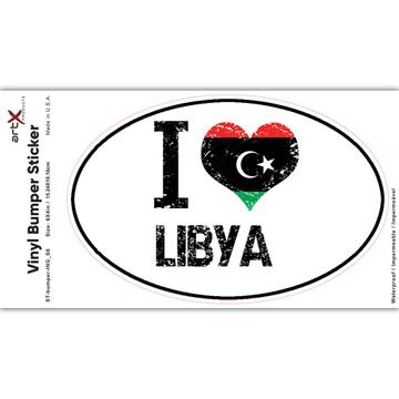 I Love Libya : Gift Sticker Heart Flag Country Crest Libyan Expat