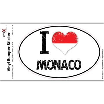 I Love Monaco : Gift Sticker Heart Flag Country Crest Monegasque Expat