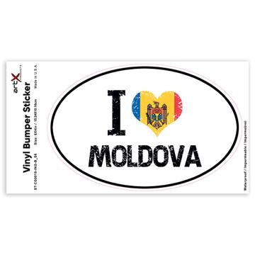 I Love Moldova : Sticker Heart Flag Country Crest Gift Moldovan Expat