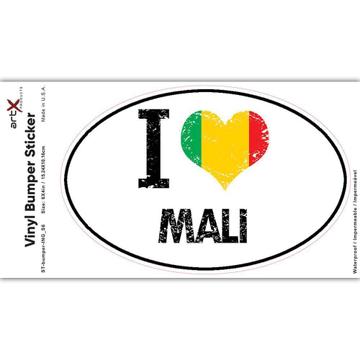 I Love Mali : Gift Sticker Heart Flag Country Crest Malian Expat