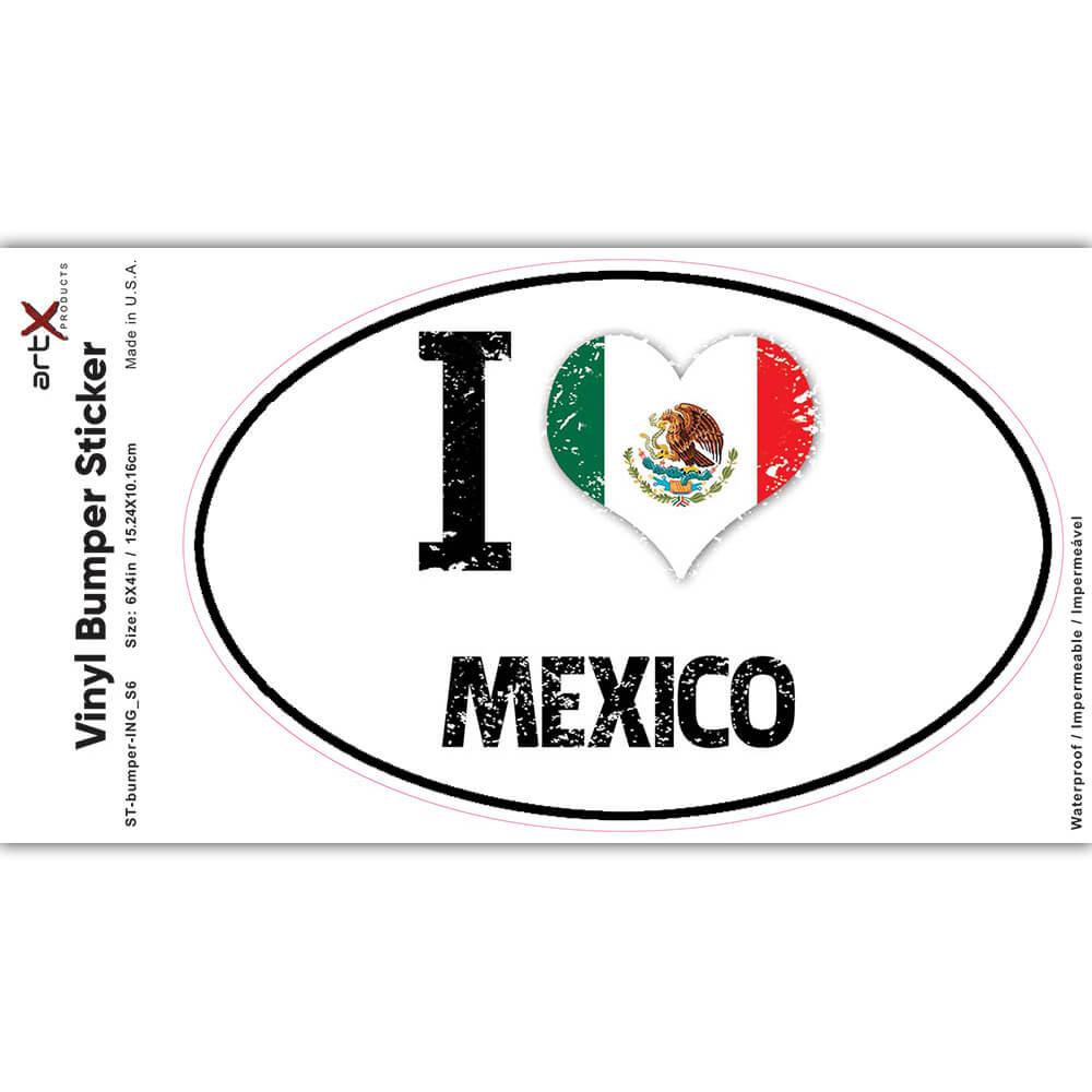 Gift Sticker : I Love Mexico Heart Flag Country Crest Mexican Expat