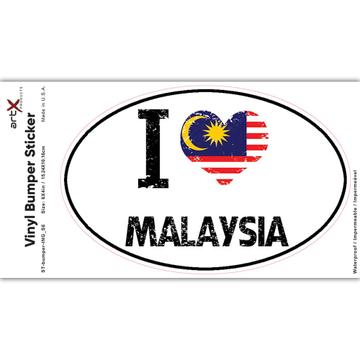 I Love Malaysia : Gift Sticker Heart Flag Country Crest Malaysian Expat