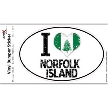 I Love Norfolk Island : Gift Sticker Heart Flag Country Crest Expat