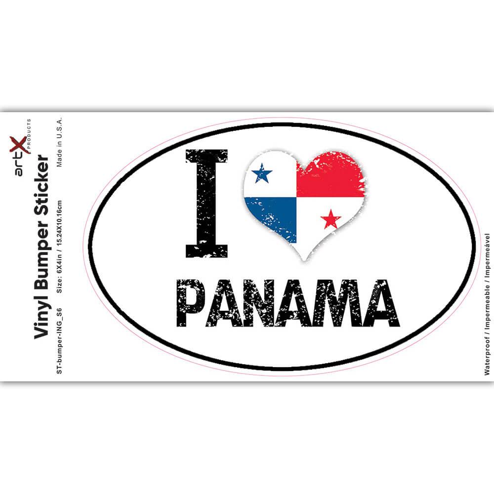 Gift Sticker I Love Panama Heart Flag Country Crest Panamanian Expat 