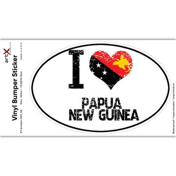I Love Papua New Guinea : Gift Sticker Heart Flag Country Crest Papua New Guinean