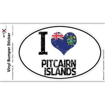 I Love Pitcairn Islands : Gift Sticker Heart Flag Country Crest Pitcairn Islander