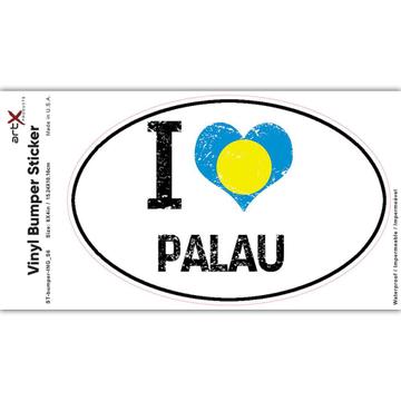 I Love Palau : Gift Sticker Heart Flag Country Crest Palauan Expat